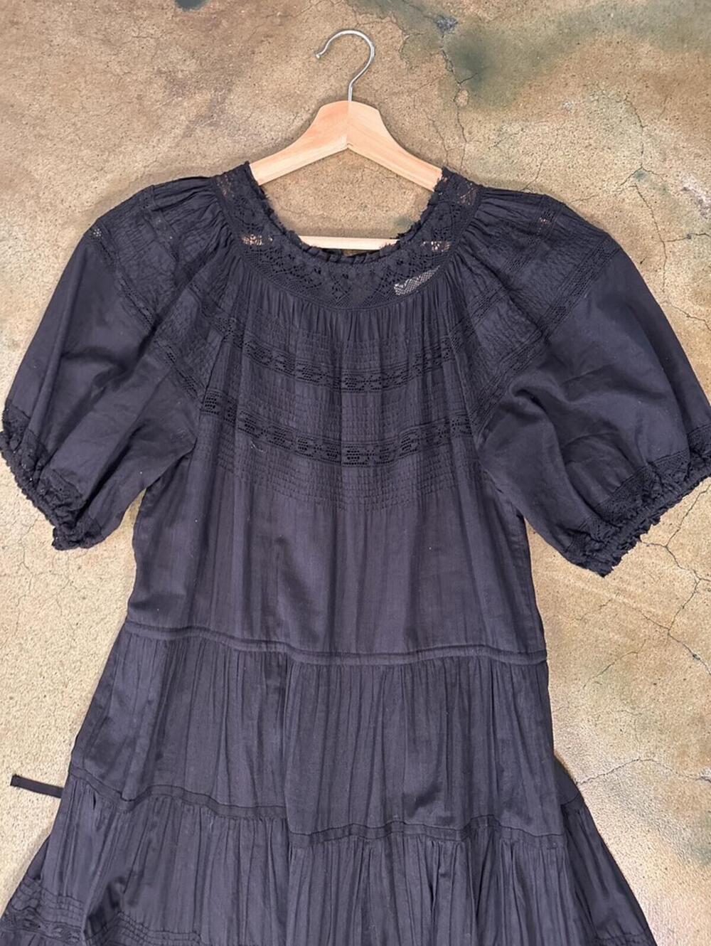 The Great. Black Lace Tiered The Prairie Bird Dress Size S - Picture 4 of 13